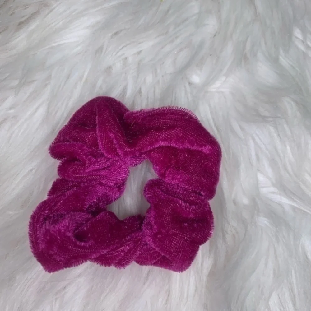 Set‎ of 3 velvet scrunchies purple, yellow & blue